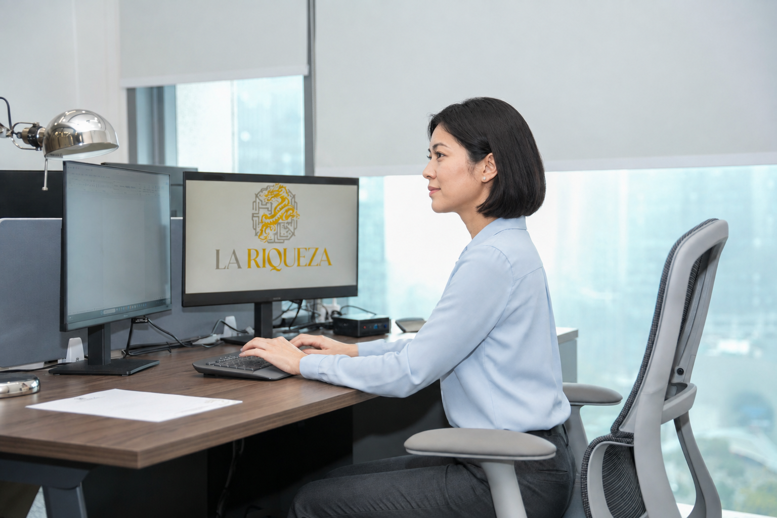 AI-generated illustration of a professional working at an office desk